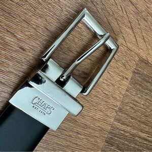 Chaps Boys M Black/Brown Reversible Belt with Silver Buckle